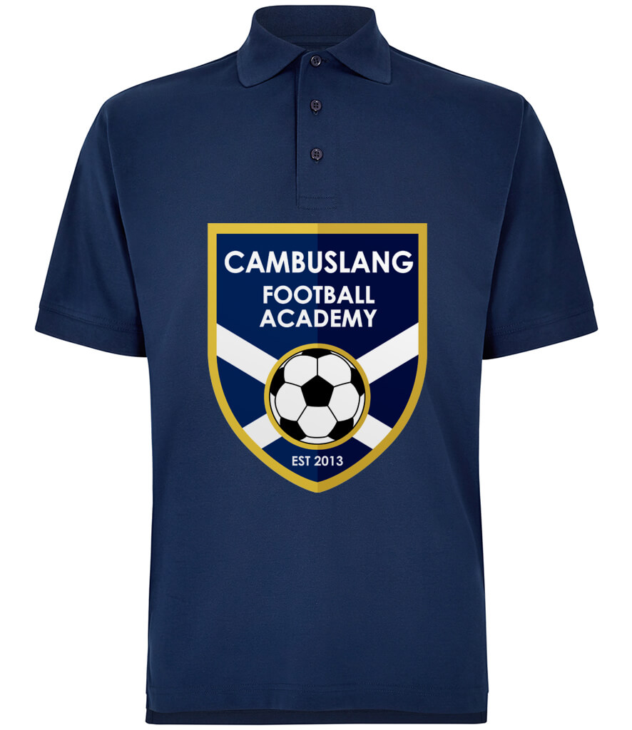 K403 Kustom Kit Klassic Pique Polo Shirt Light Navy Front with Football Badge Centre K403 Kustom Kit Klassic Pique Polo Shirt Light Navy Front with Football Badge Centre